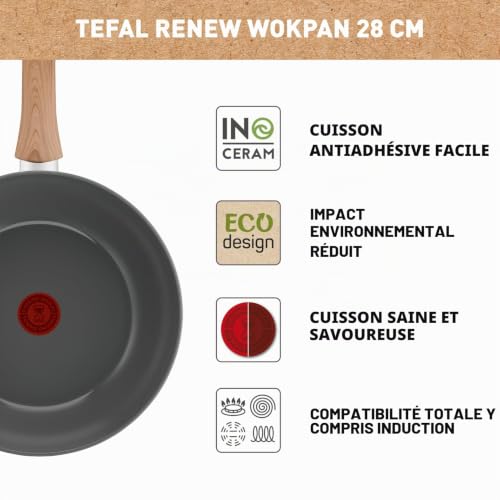 Wok 28cm Aluminium Revêtement Anti adhésif Tous Feux Dont Induction Renew Tefal Le Wok - vue 6