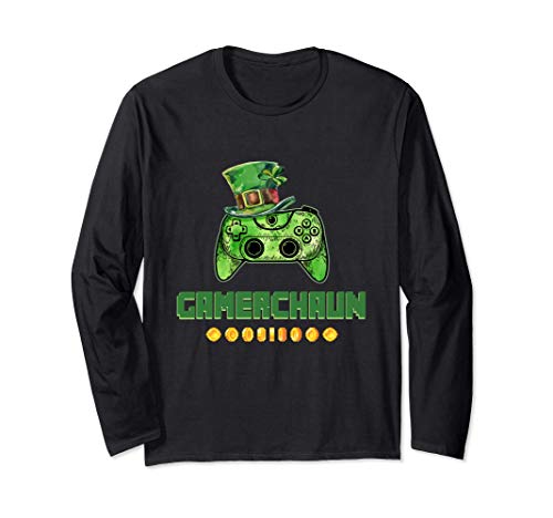 Gamerchaun Video Game Leprechaun St Patricks Day Langarmshirt