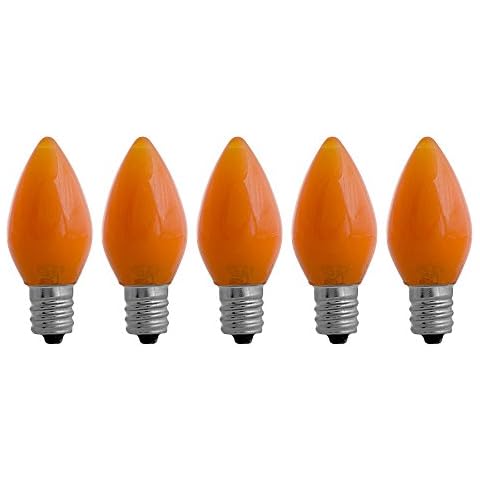 EZLS C7 Orange Opaque LED Bulbs - 5 Pack Smooth Lens Orange Opaque C7 Replacement Bulbs Cover