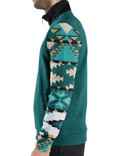 Men's Western Sweatshirts Vintage Aztec Cowboy Graphic Sweatshirts American Flag Long Sleeve 1/4 Zipper Pullover Sweater3