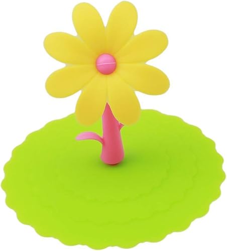 Miniatura 6 de Hemoton Tapas de silicona para tazas, 10 unidades, tapas de tazas de girasol, bonitas tapas de silicona para tazas para bebidas calientes y frías