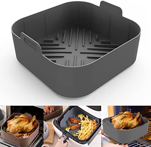 JIUBAR silicone air fryer liners larger capacity Air Fryer Silicone Pot air fryer silicone basket silicone air fryer accessories Square - 8.1'' X 3.5''