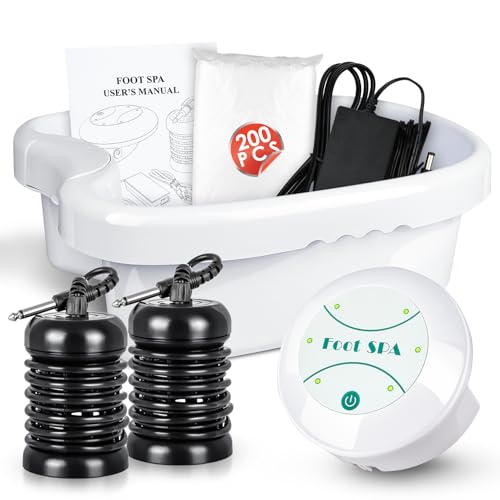 Boeetech Detox Foot Spa Machine, Ionic Foot Detox Machine Aqua Chi Cleanse Spa System with Professional Tub Basin, 200 Liners,2 Ion Cleanse Arrays