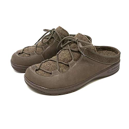 Stegmann Women's Leather Innsbruck Lace Up Clog with Rubber Sole - Mushroom