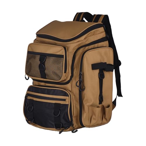 SOUUXIU Angelrucksack Wasserdichter leicht Angelzubehör Rucksack mit Rutenhalter, Fishing Backpack, Oxford Cloth Large Capacity Bag for Fishing Rod, Outdoor Activities