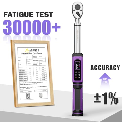 Image of ANPUDS Digital Torque Wrench 3 /8 Drive, 1.5-99.6 Ft-lb, ±1% Accuracy | Vibration /Buzzer /LED Alert, Dual Direction Ratchet, Electronic Torque Wrench for Bike, Motorcycle & Automotive Repair