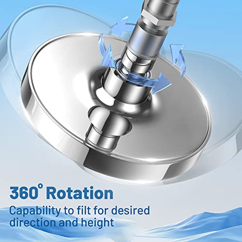 Shower Head High Pressure Rain Showerhead with Anti-Clogging Silicone Nozzles Adjustable Angles Luxury Chrome Look Rainfall Shower Head, 6 Inch Round