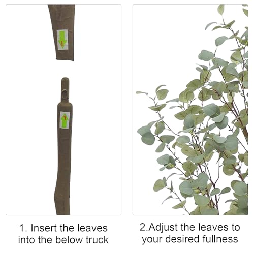 Eucalyptus Tree Artificial 6FT, Faux Eucalyptus Tree Artificial Trees with Lifelike Trunk and Realistic Silk Leaves for Home Decor Indoor, 1 Pack