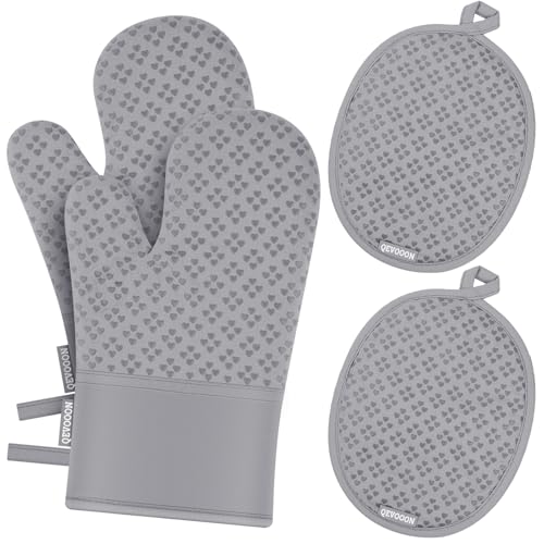 Oven Mitts and Pot Holders 4 Sets, Heat Resistant 500 ℉ Oven Mitt and...