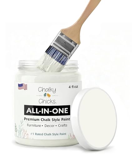 Chalky Chicks 4 Fl Oz Matte Salt Flats (Off White) Chalk Paint for Furniture Without Sanding - No Prep Furniture Paint No Sanding All in One for Crafts, Wood, Cabinet, Metal, Dresser, Farmhouse