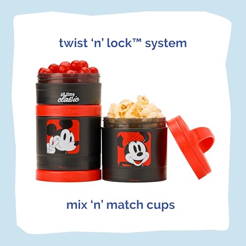 Image of Whiskware Disney Mickey Mouse and Friends Stackable Snack Containers for Babies, Toddlers, and Kids, 3 Stackable Snack Cups for School and Travel, Cupholder Friendly, All Time Classic!