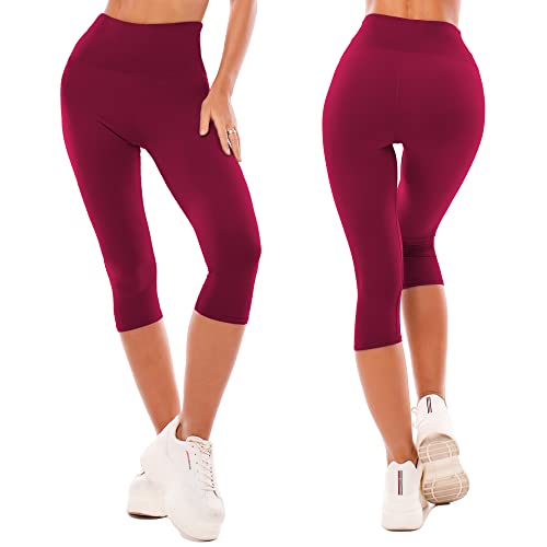 Image of SINOPHANT High Waisted Leggings for Women - Full Length Capri Buttery Soft Yoga Pants for Workout Athletic