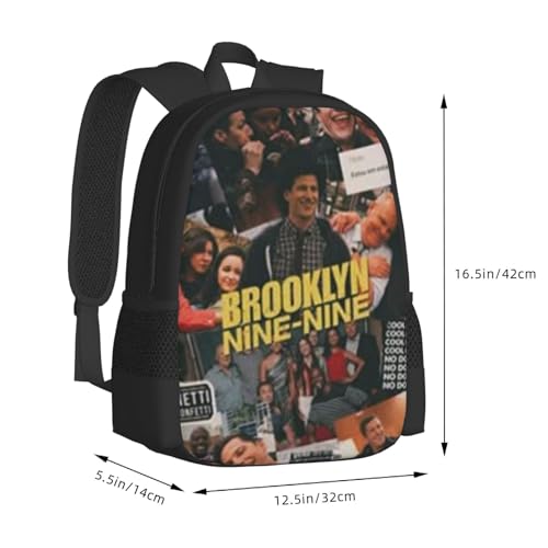 B-rooklyn Nine-Nine Simple Large Capacity Backpack, The Whole Bag Design Is Stylish, Light, Casual And Simple Black3