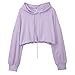 Produktbild Damen Kapuzenpullover Baumwolle Casual Langarm Kordelzug Cropped Taille Kapuzenpullover Sweatshirt Gr. XL, violett