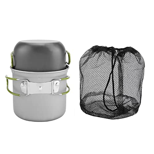 2 pçs/conjunto kit de bagunça de panelas de acampamento, conjunto de panelas de aço inoxidável portá