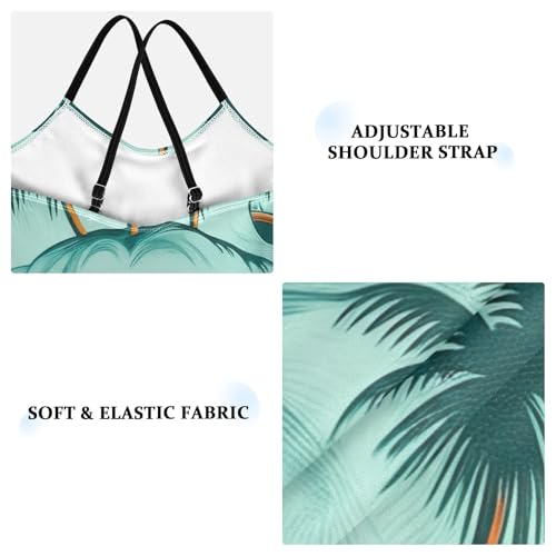 CHIFIGNO Tropical Island Palm Toddler Girl One Piece Swimsuit, Spaghetti Straps, Cross Back Design, Ages 3T3