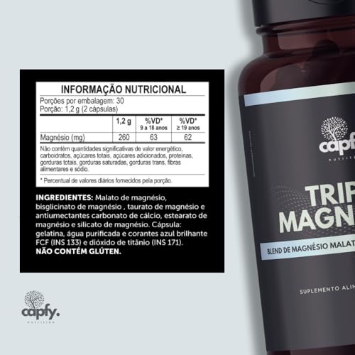 Tri Magnésio Malato Taurato Bisglicinato 600 mg 60 Cápsulas Triple Magnesium Premium Alta Concentraç