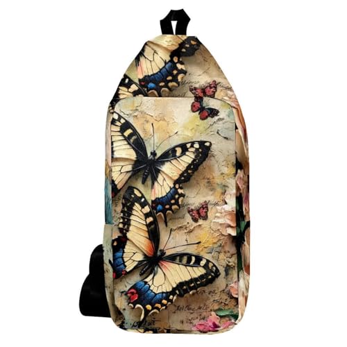Sac à dos à bandoulière papillons roses pour homme et femme 16cm