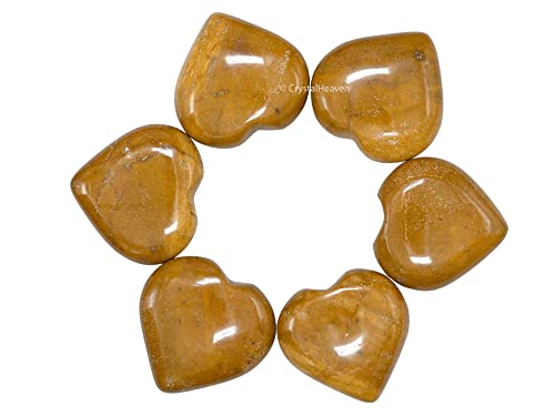 Image of Crystal Heaven Yellow Jasper Heart Palm Pebbles Stones For Anxiety Stress Relief Massage-Aaa Grade Original Healing Gemstone Agate Heart Palm Stone For Yoga Meditation Spiritual