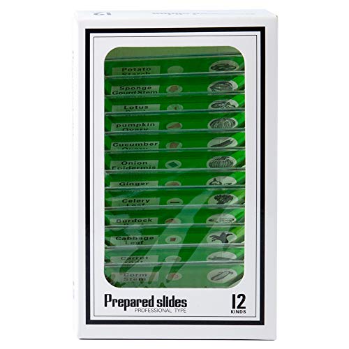 Andonstar 48 PCS Microscope Prepared Slides Insects Plants Animals Vegitables Slide Kits Specimens for Kids Stereo Microscopes