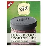 Jarden 014400108136 Ball(r) Wide Mouth Leak-proof Storage Lids 6/pkg-grey, Black
