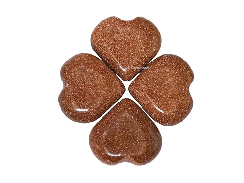 Image of Crystal Heaven Red Goldstone Heart Palm Pebbles Stones For Anxiety Stress Relief Massage - Aaa Grade Original Healing Gemstone Agate Heart Palm Stone For Yoga Meditation Spiritual