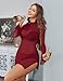 Avidlove Women's Mesh Dress Side Slit Bodycon Mini Lingerie Dress Sexy Long Sleeve Mock Neck Party Clubwear Outfits (Wine Red, Medium)