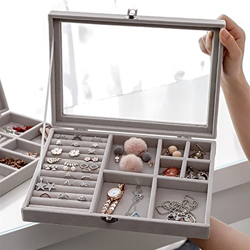 KXQYIKYI Anillo de cristal pendiente joyería organizador caja bandeja titular caja de almacenamiento joyero cajones extraíbles mujeres (color: 14 tamaño: un tamaño)