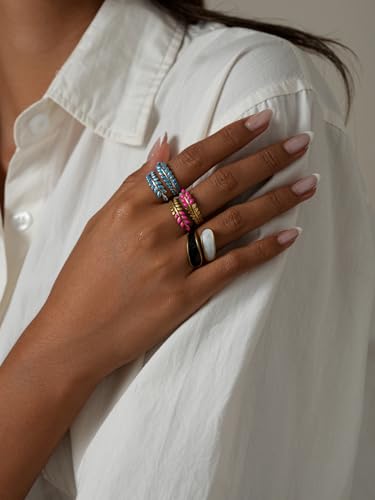 MIFYNN 14K Gold Plated Adjustable Open Ring Dainty Cute Leaf Thumb Non Tarnish Gold Stackable Rings Vintage Unique Boho Western Turquoise Hypoallergenic Fashion Jewelry Gift4