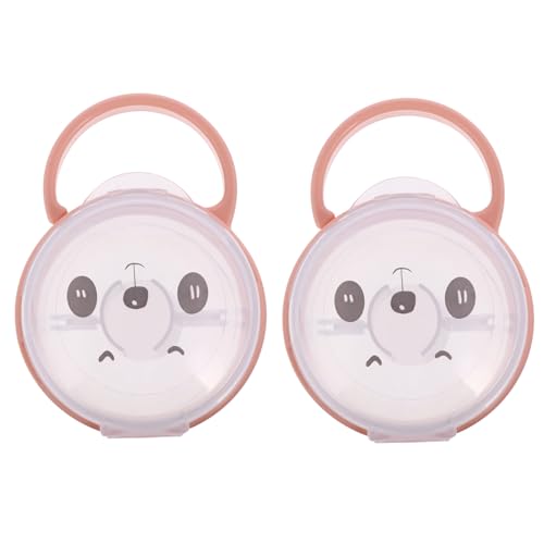 COOLHIYA 2個おしゃぶりケース 携帯用収納ボックス ベビーおしゃぶりボックス 幼児用容器 漫画デザイン 汚れ防止 ハンドル付き 家用 旅行用