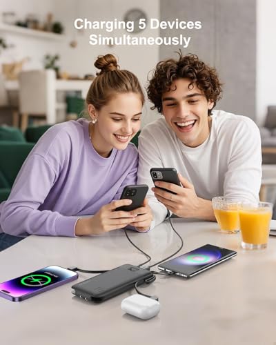 Image of Portable Charger Built-in Cables and AC Wall Plug, 10000mAh 22.5W PD Fast Charging Power Bank, Lightweight Compact Battery Pack Travel Essentials for iPhone 17 /16 /15 /14 /13 Series,Samsung,Tablets