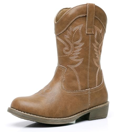 Blikcon Kids Cowboy Boots Girls Mid Calf Western Cowgirl Boots Side Zipper (Toddler/Little Kid/Big Kid)