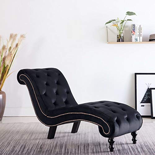 vidaXL Chaiselongue Samt dick gepolstert Home Modern Sleeper Sofa Liege Couch für Schlafzimmer Wohnzimmer Freizeit Club Stuhl Sofa Bett Schwarz