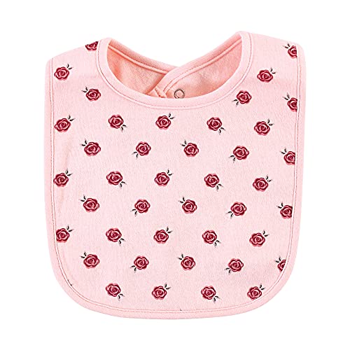 Image of Hudson Baby Unisex Baby Cotton Bibs, Rose, One Size