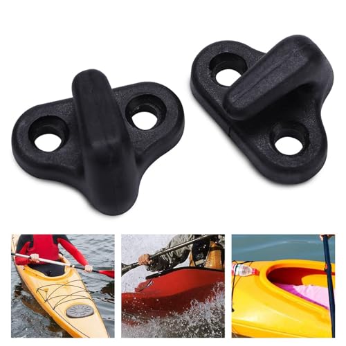 4Pcs Kayak J Hooks, Nylon Kayak Lashing J Shape Hooks Replacement Canoes Paddleboards Rowboats Lashing Deck Rigging Kit with Flat Head Self Tapping Screws, Black2