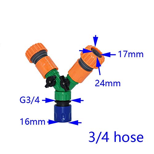 LXH-SH Easy to install 5pcs Irrigation 2 Way Tap 1/2 Hose Y Connector 3/4