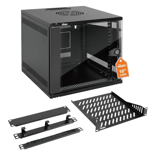 Tecmojo 6U 10 inch Rack Wall Mount Network Cabinet Set 12.3W x 13D x 11.8H- Load Capacity 110Lbs(50 kg) Black 10 Wall Housing Server Rack Set