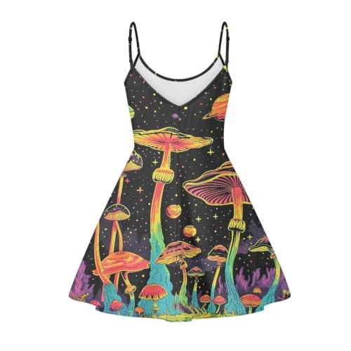 Image of Women's Spaghetti Strap Dress Summer Casual Swing Sundress Girls Beachwear Swing Mini Dress