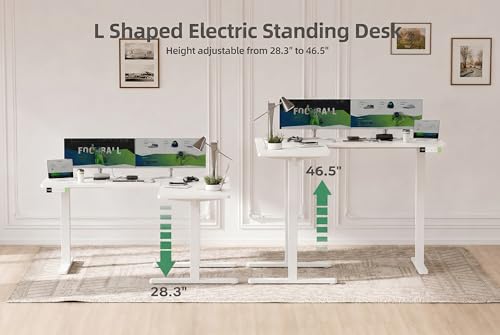 Image of Claiks Electric L-Shaped Standing Desk with Dual Motors 59Inch White