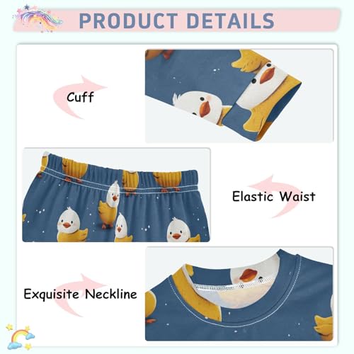 Pajama Sets Long Sleeve Cute Yellow Duck Pattern Soft Comfy Sleepwear 2 Piece PJS 3-8T4