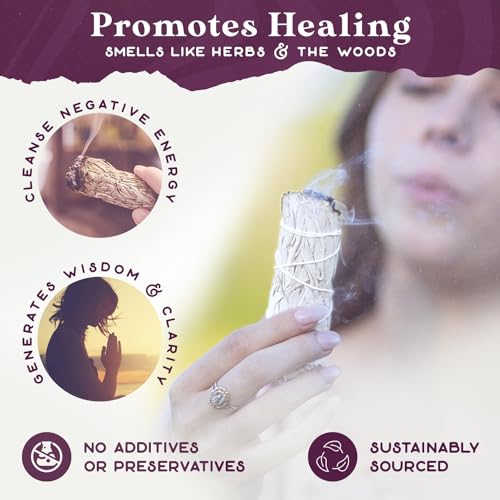 GloFX White Sage Bundles - 3 Pack - Sage Smudge Stick for Home Cleansing Incense Healing Meditation and California Smudge Sticks Rituals - 4 Inch - Thumbnail 3