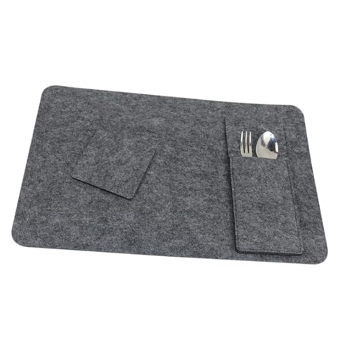 Table feutre sets de table COLLBATH gris antidérapant et isolant thermique 18 pièces
