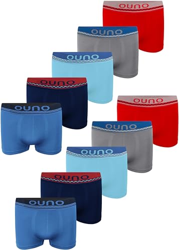 LOREZA ® 10 Jungen Boxershorts Unterwäsche Mikrofaser Unterhosen Nahtlos (140-152 (10-12Jahre), Modell 1)