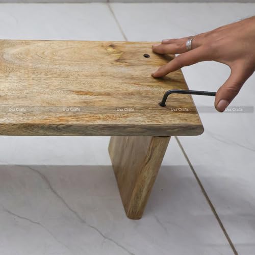 Image of Natural Wood Folding Meditation Bench - Kneeling Stool, Seiza Chair, Foldable Wooden Stool for Yoga, Prayer, and Meditation, Mango Wood