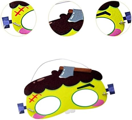 FewNvWa Kids Halloween Mask DIY Craft Kit Party Mask Decoration Costume Accessory with Elastic Band and Cartoon Print in Soft Cloth Suitable for Trick Or Trea, Green Giant - 2