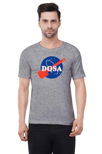 Image of Caseria Men's Cotton Printed T-Shirt -Dosa | 100% Cotton | Half Sleeves | Regular Fit | Printed | Round Neck | Graphic T Shirt
