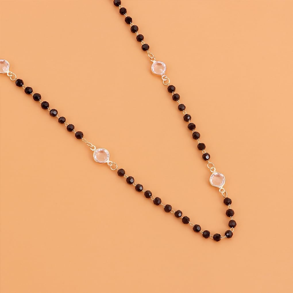 GIGB PBDK Black Double Layer Crystal Bead Choker Necklace, Gold Thin Chain Adjustable Short Collar Necklace, Trendy Dainty Simple Jewelry Gift for Women - Image 4