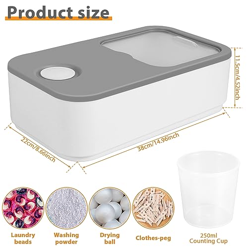Boîte à linge anti-humidité protégeant 150 dosettes de lessive avec doseur