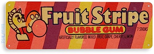 Tinworld Tin Sign: Fruit Stripe Bubble Gum Retro Metal Decor B718 image 4