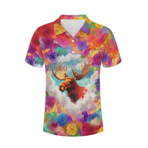 Polo Casual Atlético para Hombre, Manga Corta, Estampado Divertido de Animales